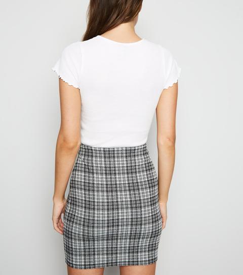 Black Check Tube Skirt New Look