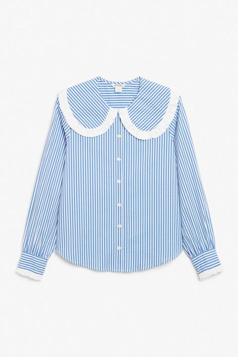 Big Collar Blouse - Blue