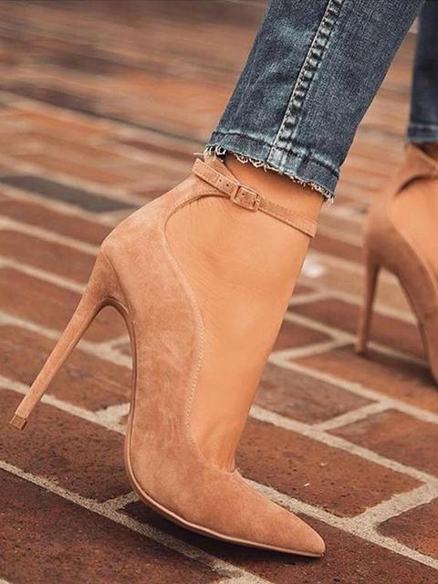 Scarpe Punta Stiletto Moda A Tacco Alto Albicocca
