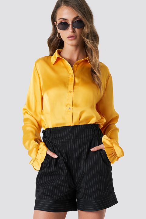 yellow satin blouse