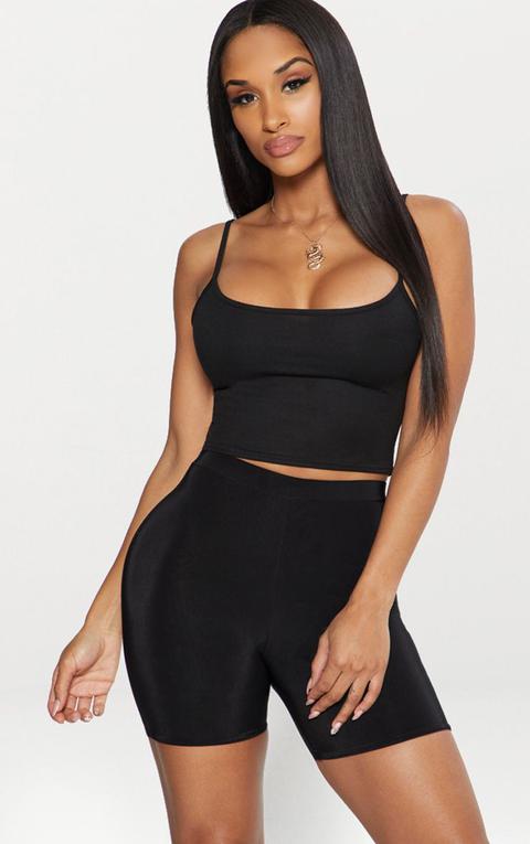 Black Ponte Strappy Crop Top