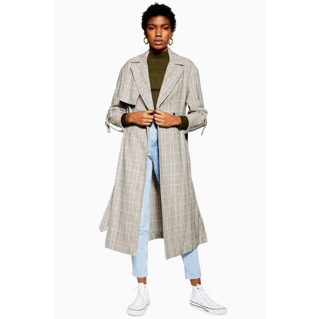 Textured Check Trench Coat from Topshop on 21 Buttons