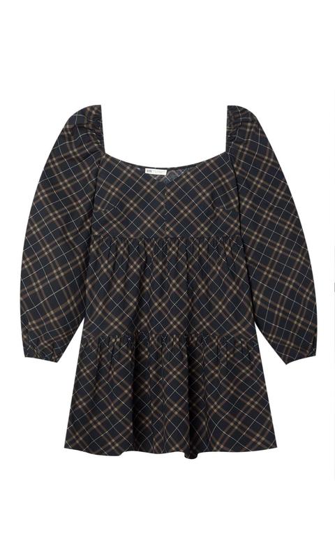 Vestido Mini Popelín Manga Volumen