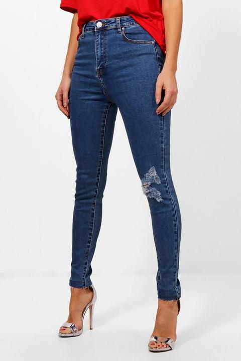5 Pocket Raw Hem Skinny Jeans