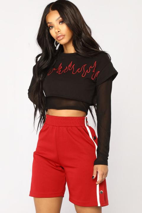 Flame Game Crop Top - Black