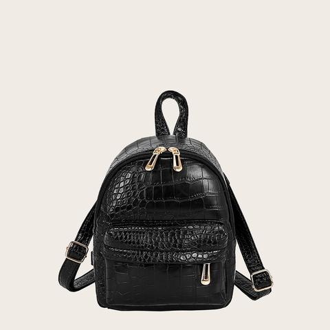 Croc Embossed Pocket Front Backpack