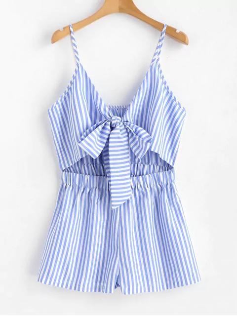 Cami Striped Tie Front Romper