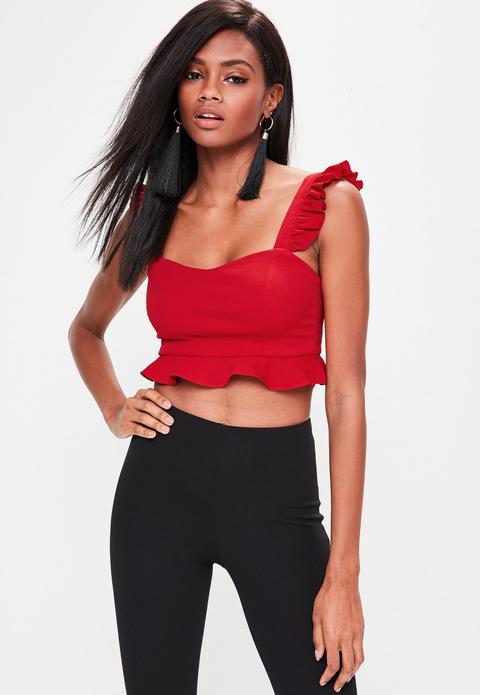 Red Frill Crop Top