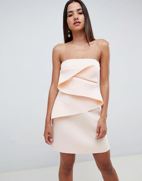 Asos Design Bonded Origami Fold Shift Mini Dress-white