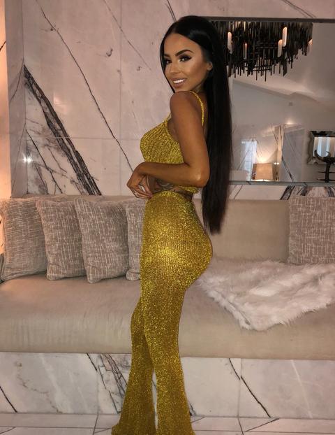 Kylie Metallic Two Piece - Mustard