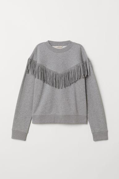 H & M - Sudadera Con Flecos - Gris