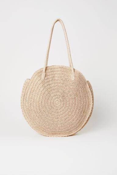 H & M - Bolso De Paja Redondo - Beis