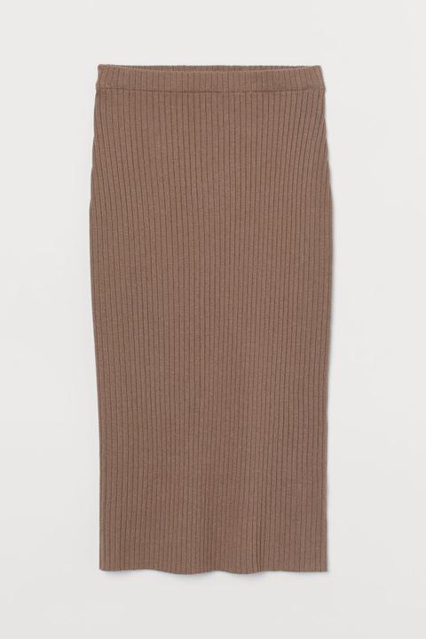 Rock In Rippenstrick - Beige - Damen