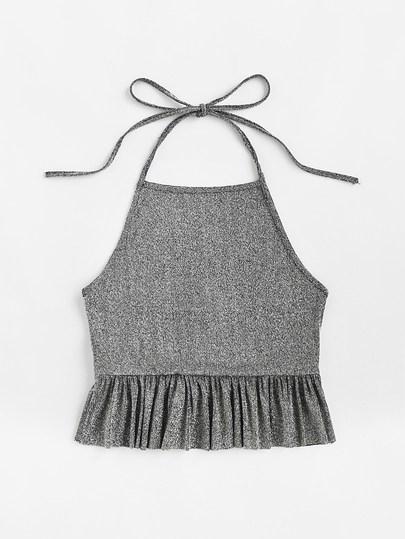 Top De Halter Con Brillo Y Ribete De Volantes