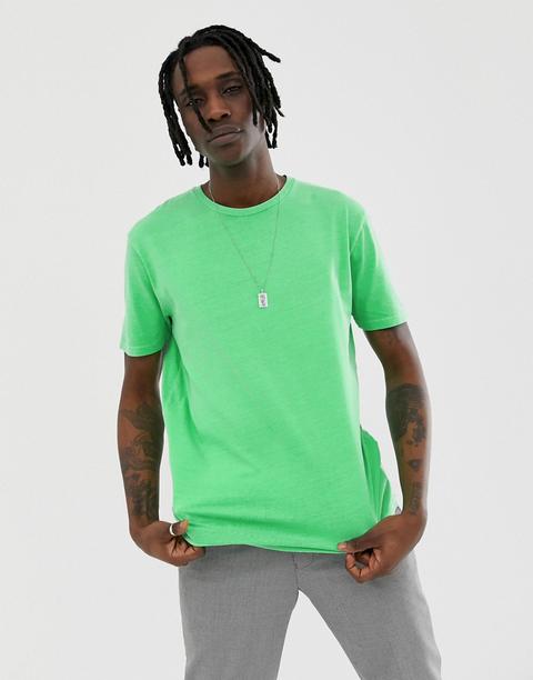 Camiseta Amplia Verde Neón Desgastada De Asos Design