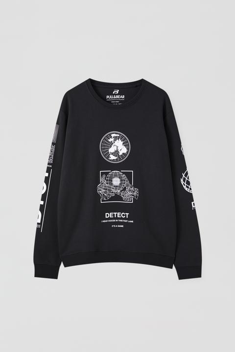 Sudadera Básica Negra Texto