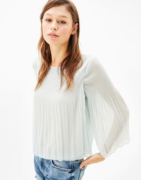 Blusa Plisada Manga Campana