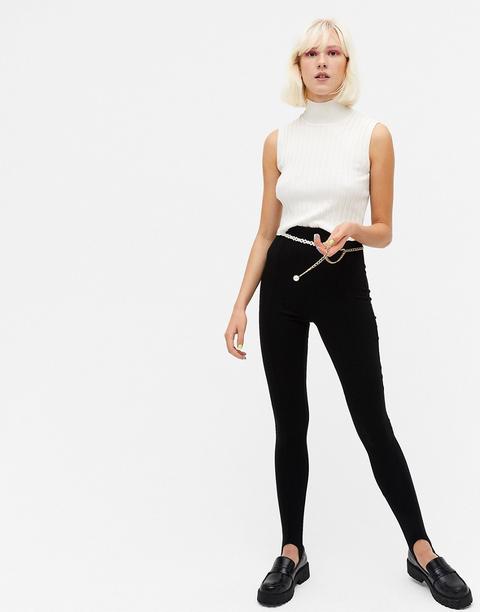 Monki Sarah Stirrup Leggings In Black