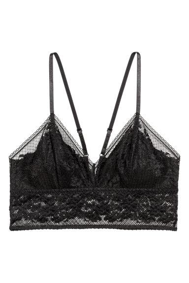 H & M - Bralette In Pizzo - Nero