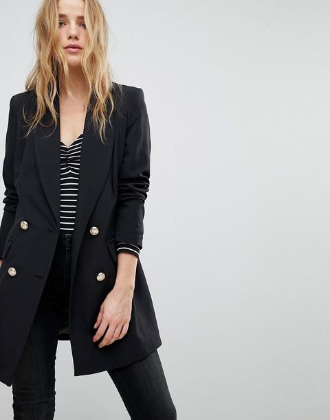 Boohoo - Blazer Lungo Con Bottoni - Nero