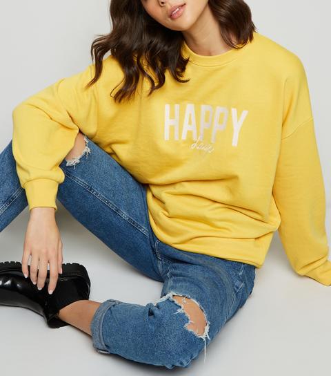 yellow happy sweatshirt