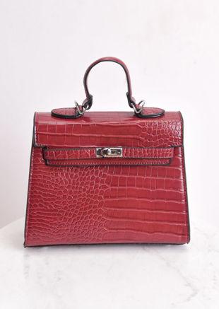 Croc Embossed Mini Tote Bag Red