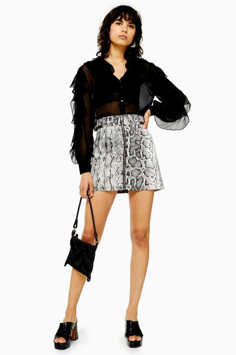 Topshop snake denim hot sale skirt