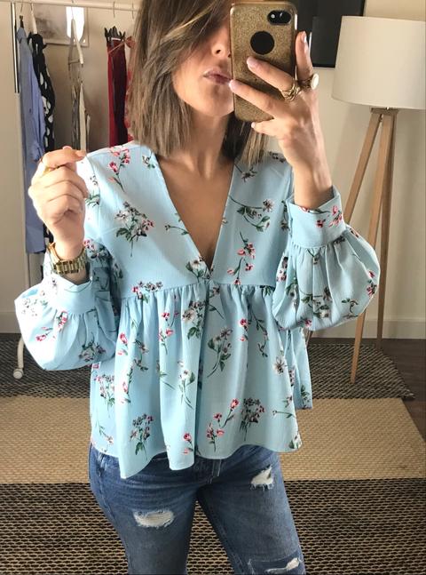 Blusa Floral Azul