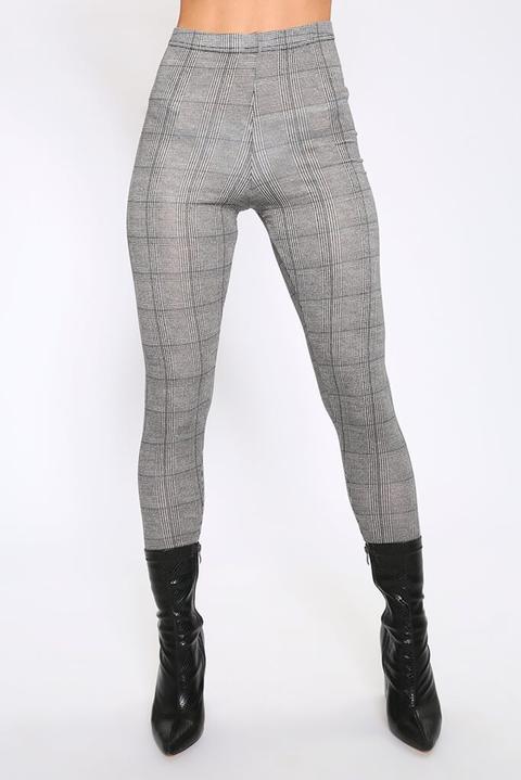 Grey Dogstooth Checked Leggings