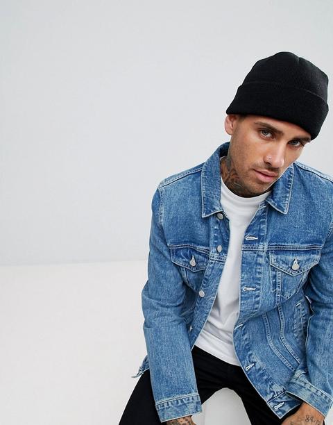 Asos Fisherman Beanie In Black