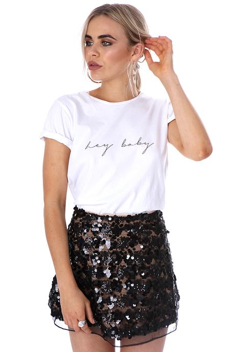 Kaleidoscope Sequin Mini Skirt // Black