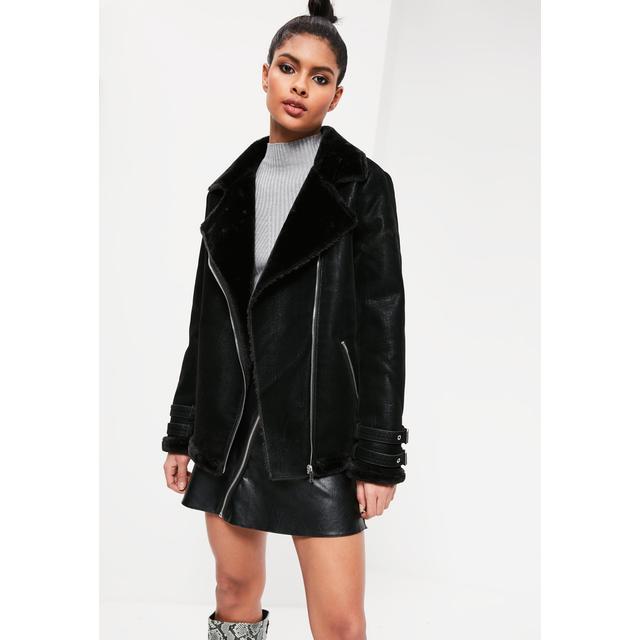 black fur aviator jacket