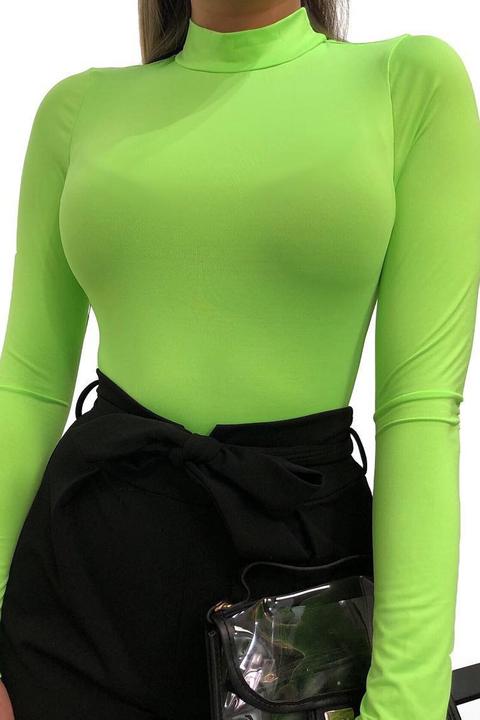 Neon Green Slinky Bodysuit - Allison