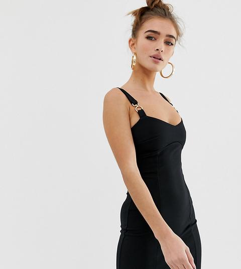 River Island Petite - Vestito A Fascia Nero Con Catena - Nero