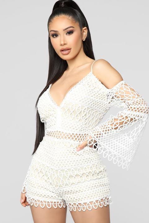 All Day In Crochet Romper - White