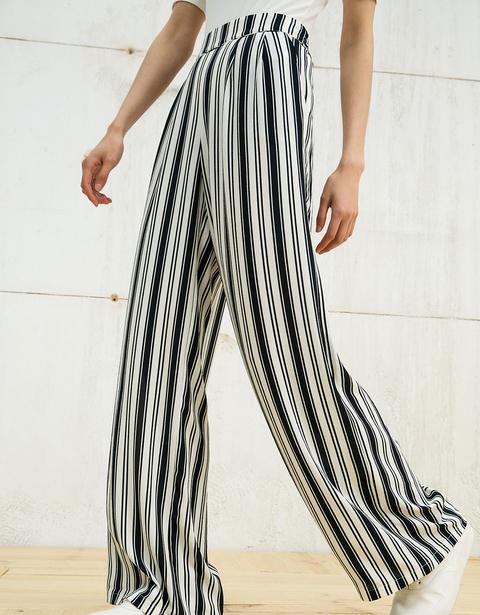 Pantalone Largo Morbido Con Pince