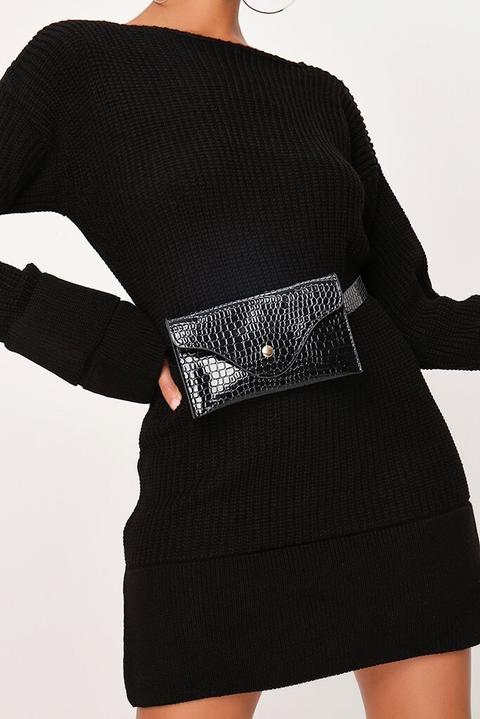 Patent Croc Envelope Belt Purse