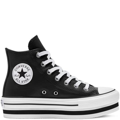 Converse Leather Eva Platform Chuck Taylor All Star High Top Black, White