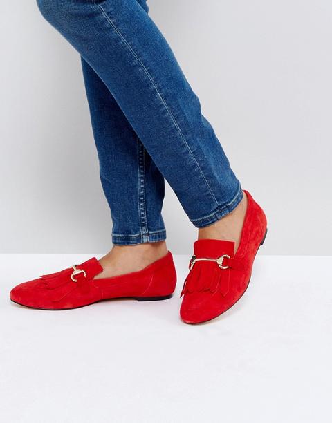 Office - Furious - Mocassini Piatti Scamosciati Con Frange - Rosso