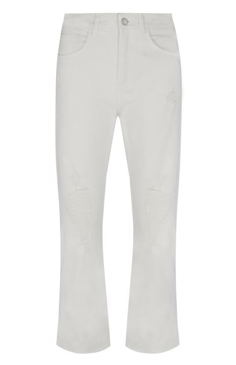 Pantalón Tobillero Acampanado Blanco