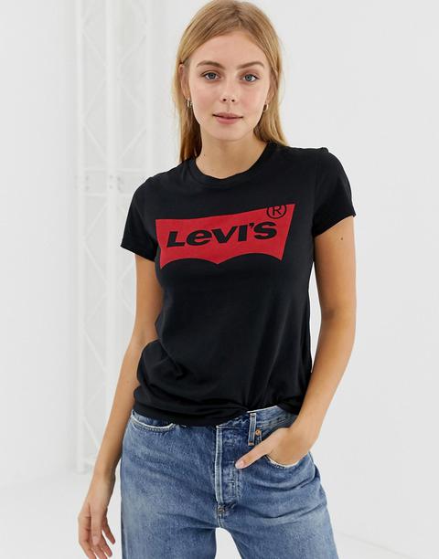 Levi's - Perfect - T-shirt Con Logo Batwing - Nero