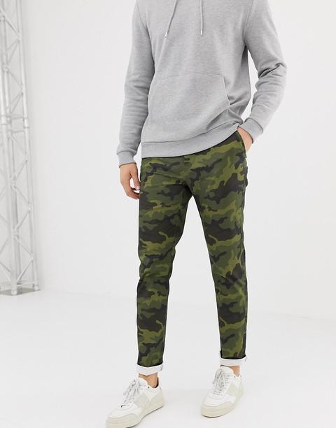 Pantalones Slim Con Diseño De Camuflaje De Asos Design-verde