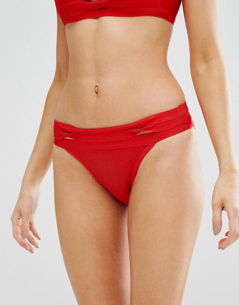 Missguided - Slip Bikini Con Fasce - Rosso