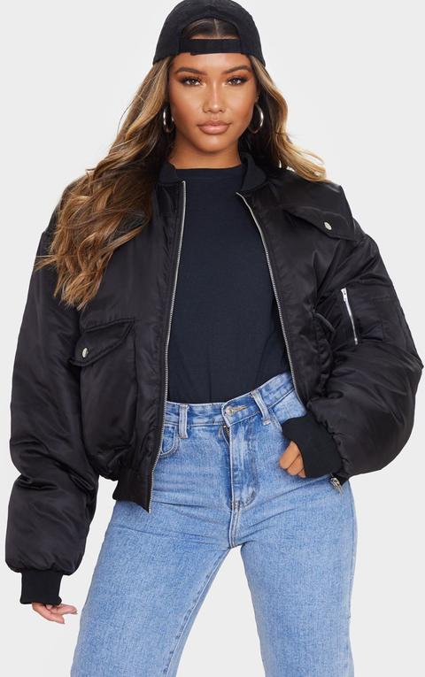 Black Oversized Bomber