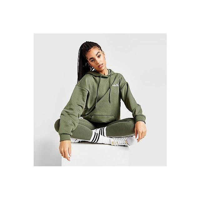 Adidas Originals Linear Fleece Overhead Hoodie Green Womens