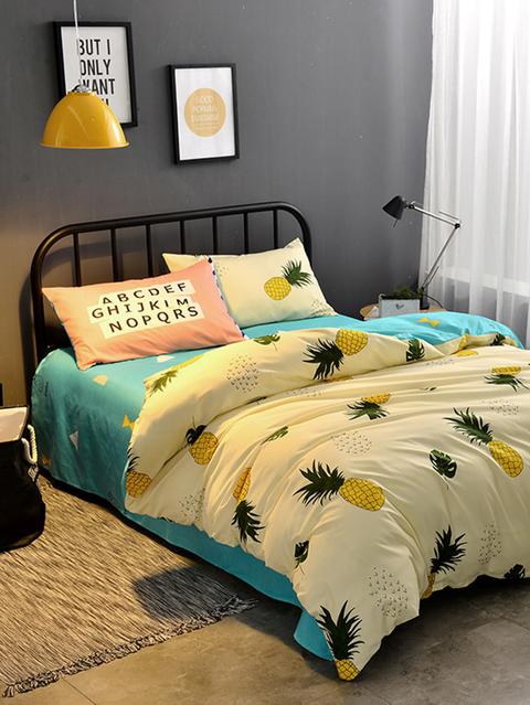 Conjunto De 4 Piezas De Fundas Nórdicas Con Piña Para La Cama 2,0m