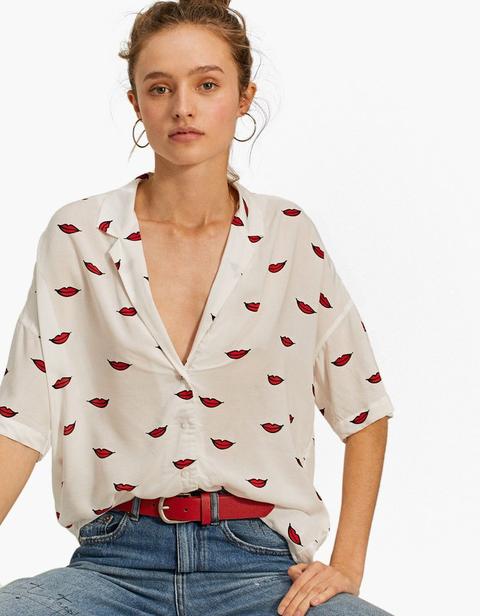 Camicia Stampata Rosso Scuro