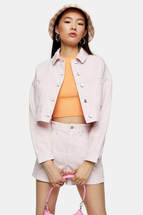 Pink Denim Cropped Jacket