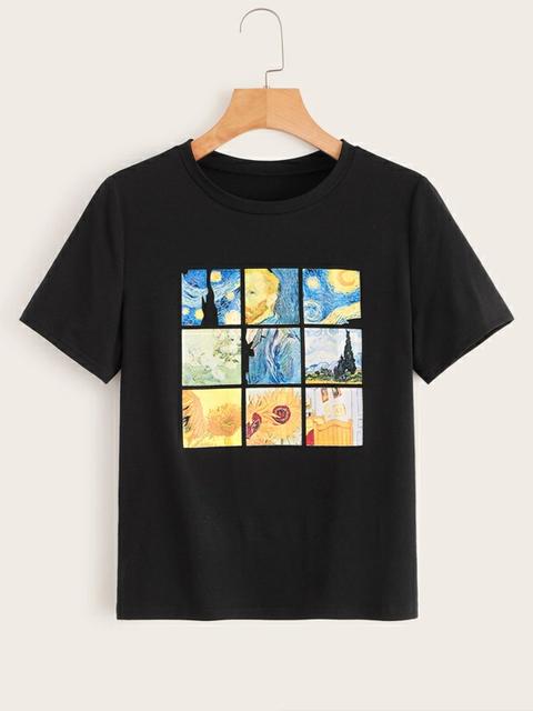 Camiseta Con Estampado De Pintura Al Óleo