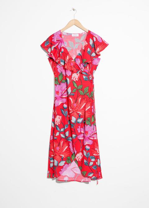 floral ruffle wrap dress